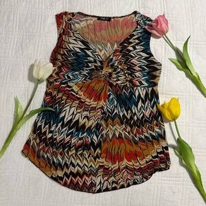 Chic Chevron Sleeveless Blouse Vintage Y2K